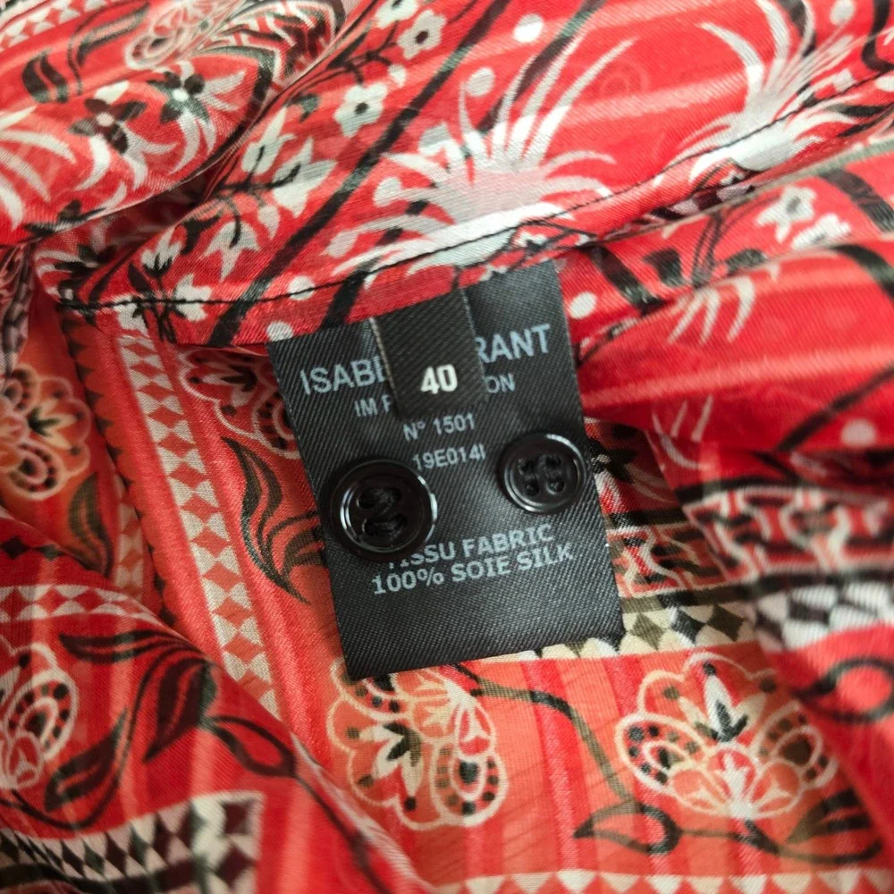 Isabel Marant Silk Scarfe Print Button‎ Down Long Sleeve Blouse Top Size 40 US 8 - Picture 7 of 9